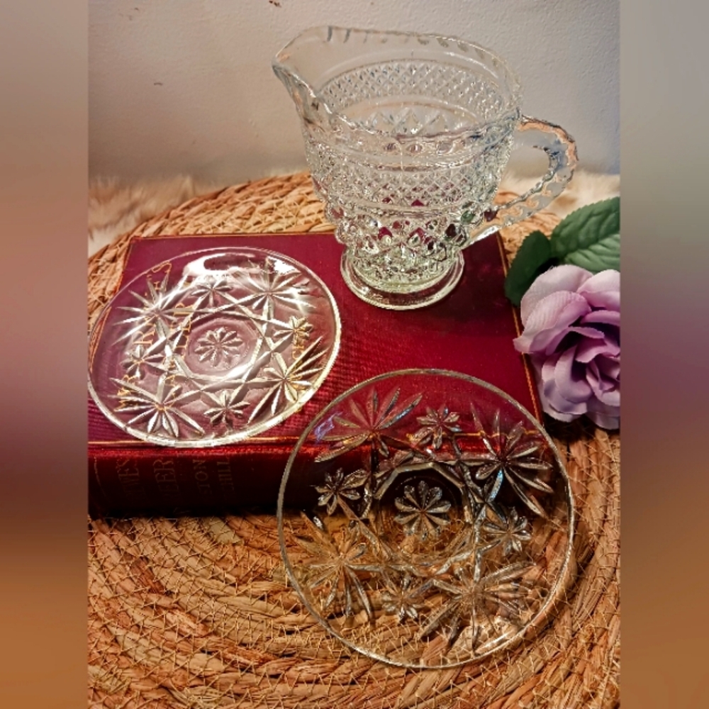 Vintage Anchor Hocking Coasters And Cream Pitcher